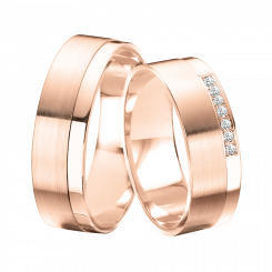 Trauring Rotgold 585, Nr.R613V1 mit Brillant 0,07 ct. WSI, Nr.R613 ohne Brill., Breite ca. 6,0 mm. / Preis für je 1 Ring.