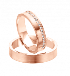 Trauring Rotgold 585, Nr.R753V1 mit Brillant 0,23 ct. WSI, Nr.R753 ohne Brill., Breite ca. 4,5 mm. / Preis für je 1 Ring.