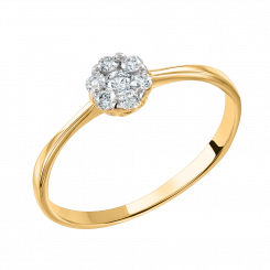 Damenring mit Brillanten, Gelbgold 585, Brillanten 7 Stück, 0.21 ct. GSI