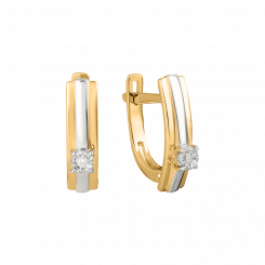 Elegant earrings, yellow gold 585, with brilliant-cut diamonds 0,068 ct. WSI, height approx. 15 mm