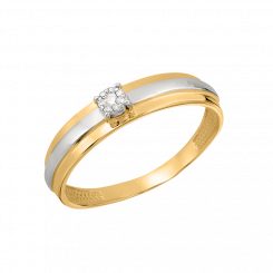 Stylish women's ring, yellow gold 585, brilliant-cut diamond 0,034 ct. WSI