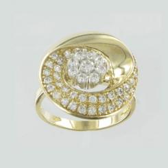 Impressive women's ring, yellow gold 585, with zirconia