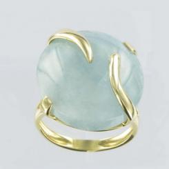 Wondrous women's ring in yellow gold 585, with quartz, weight about 9,9 gr.