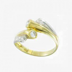 Stylish women's ring in yellow gold 585, weight about 2,9 gr, with zirconia