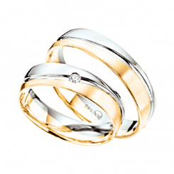 Trauringe, Weiß-/Gelbgold 585, Nr. 141V1G/TR - mit Brillant 0,02 ct. HSI, Breite ca. 5 mm, Nr. R141G/TR - ohne Brillant, Breite ca. 5 mm / Preis für je 1 Ring
