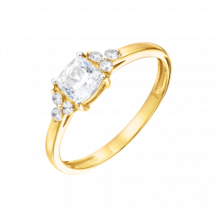 Exquisite women's ring, yellow gold 585, with cubic zirconia, front width approx. 5,6 mm