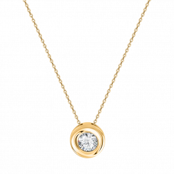 Attraktive Kette mit Anhänger, Gelbgold 585, mit Zirkonia, Durchmesser ca. 7 mm, Kettenlänge ca. 43 cm