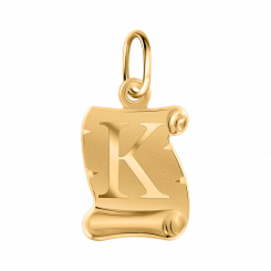 Buchstabenanhänger „K“ aus Gelbgold 585 im stilvollen Schriftrollen-Design