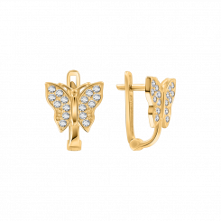 Wonderful drop earrings, 585 yellow gold, with cubic zirconia, height approx. 12 mm