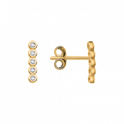 Attraktive Ohrstecker aus Gelbgold 585 mit Zirkonia in klarer Linienform