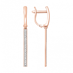 Elegante Ohrhänger aus 585 Rotgold mit Zirkonia-Pfad, Höhe ca. 39 mm