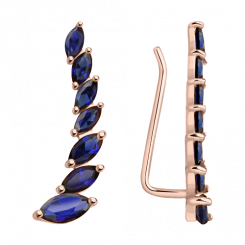 Charmante Ohrringe mit Clip, Russisches Rotgold 585, mit 14 Saphiren HTS, Länge ca. 22 mm