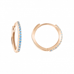 erlesene Ohrringe - Creolen, Russisches Rotgold 585, mit Zirkonia, Durchmesser ca. 15 mm