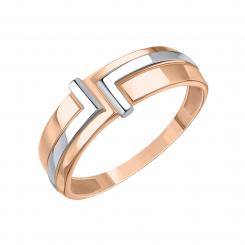 Elegant women's ring, russian red / white gold 585