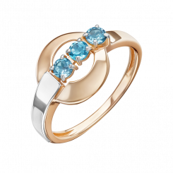 Zarter Damenring aus Russisches Rotgold 585 / Weißgold 585, mit Topas