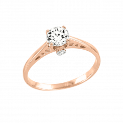 Zarter Damenring aus Rotgold 585, mit Zirkonia Swarovski 