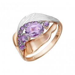 Damenring mit Amethyst, Russisches Rotgold 585