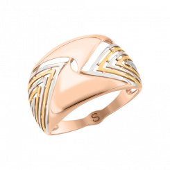 Exquisite ladies ring, red gold 585, with filigree patterns.