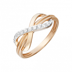 Damenring mit Zirkonia, Russisches Rotgold 585