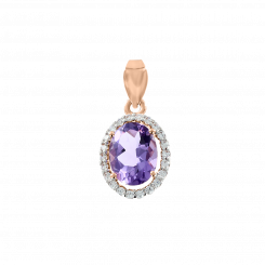 Charmante Anhänger, Rotgold 585, mit Amethyst 8x6 mm, Zirkonia, Höhe ca. 18 mm