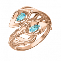Damenring, Russisches Rotgold 585, mit Topas, Breite ca. 18 mm