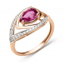Damenring aus Rotgold 585, mit Zirkonia und Amethyst, Breite ca. 12 mm