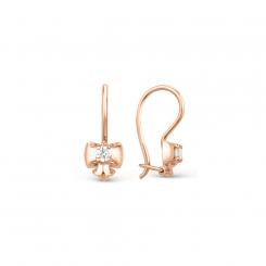 Earrings in russian 585 red gold with cubic zirconia, height approx. 14 mm