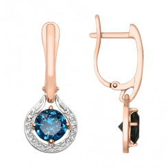 Wunderbare Ohrhänger aus Rotgold 585, mit Topas und Zirkonia, Höhe ca. 25 mm