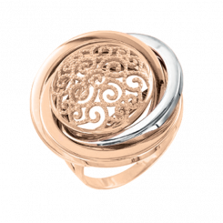 Original women's ring, red and white gold 585 assay value, with filigree pattern, diameter approx. 19 mm