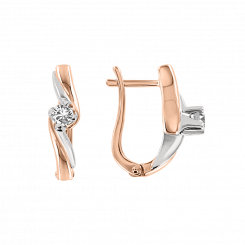 Excellent earrings, red gold 585, with brilliant-cut diamonds 0.37 ct. WSI, height approx. 19 mm