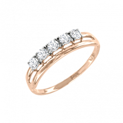 eleganter Damenring, Rotgold 585, Zirkonia 