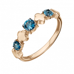  Women's ring made of Russian 585 rose gold with topazes. The ring width is approx. 4 mm