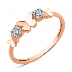 Damenring, Russisches Rotgold 585, mit Zirkonia