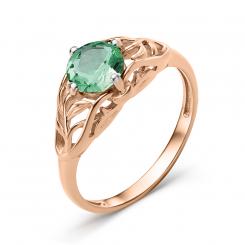 Damenring aus Rotgold 585 mit grünem Sitall im filigranen Design
