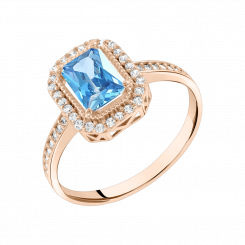 Damenring, Russisches Rotgold 585, mit Zirkonia, das Herzstück des Rings hat eine Größe ca. 10х9 mm