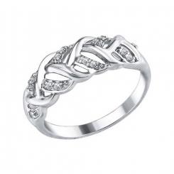 Graceful women's ring, silver 925, with 14 cubic zirconia, front width approx. 7 mm