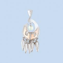pendant, Silver 925, pearl, length about 5 cm, Silverschmuck Keldike