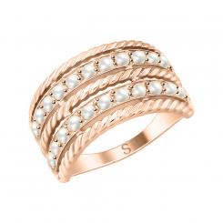 Charming women's ring made of silver 925, gold plated, with 22 pearls HTS.