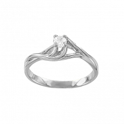 Charming women's ring in white gold 585, with zirconia, weight approx. 2,39 gr.