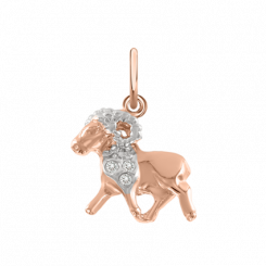 Anhänger, Rotgold  585, Zirkonia, Widder, Höhe ca. 23 mm, ca.1,5 gr .