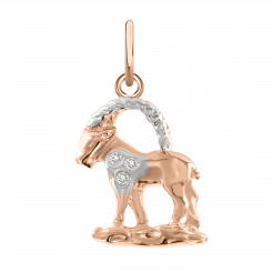 Anhänger Steinbock, Rotgold 585 mit Zirkonia, Höhe ca. 24 mm