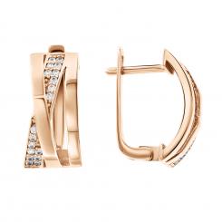 Earrings, russian red gold 585, with zirconia, height approx. 19 mm, weight of the piece of jewelry: approx. 4,81 gr.