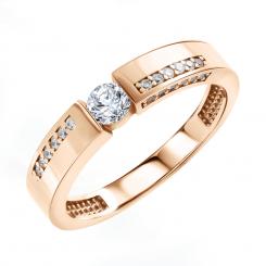 Women's ring, russian red gold 585, with zirconia, width approx. 3 mm, weight of the piece of jewelry: approx. 2,30 gr. 