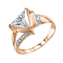 Women's ring, russian red gold 585, with zirconia, size of the decorative element approx. 10x10x10mm, weight of the piece of jewelry: approx. 3,95 gr.