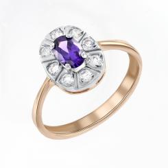 Women's ring, russian red gold 585, with zirconia, size of the decorative element approx. 12x9 mm, weight of the piece of jewelry: approx. 2,54 gr. 