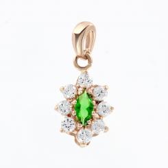 Pendant, russian red gold 585, with zirconia, width approx. 11 mm, height approx. 24 mm, weight of the piece: approx. 2,57 gr.