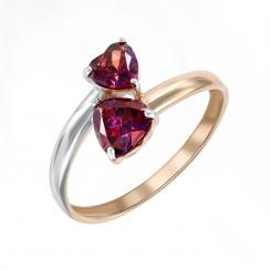 Women's ring, russian red gold 585, with rhodolites, weight of the piece of jewelry: approx. 2,39 gr. 