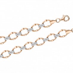 Elegant bracelet, russian red / white gold 585, width approx. 8 mm, length approx. 20 cm, weight approx. 5,23 gr.