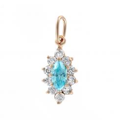 Pendant, russian red gold 585, with zirconia and topaz, width approx. 9 mm, height approx. 21 mm, weight of the piece: approx. 1,48 gr.