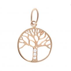 Pendant, russian red gold 585, with zirconia, diameter approx. 15 mm, height approx. 22 mm, weight of the piece: approx. 1,07 gr. 